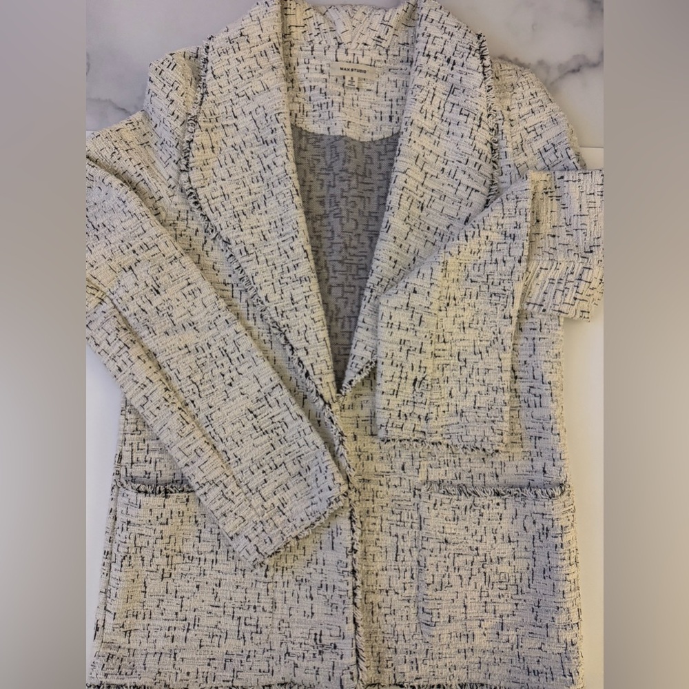 Max Studio Cream and Black Textured Jacket
